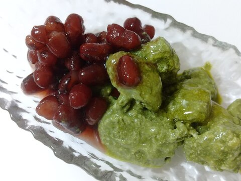 豆腐で抹茶アイス!あんこ添え♪